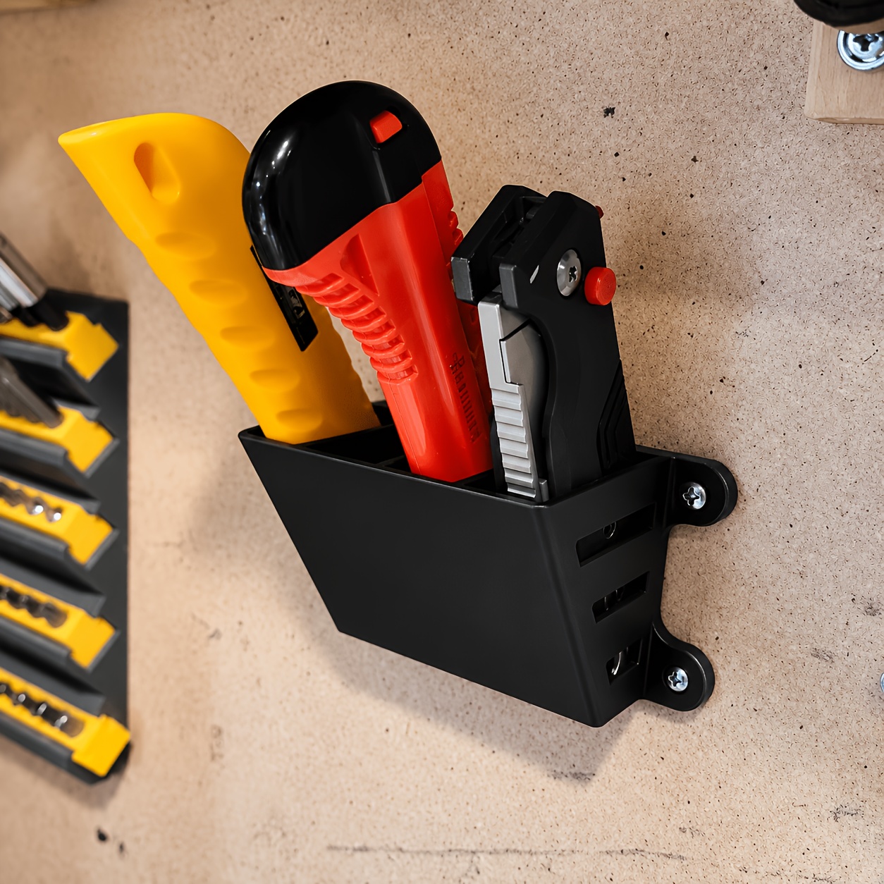 Workshop Tools Knife - Wall-Mounted Four-Slot Utility Knife Storage Rack,