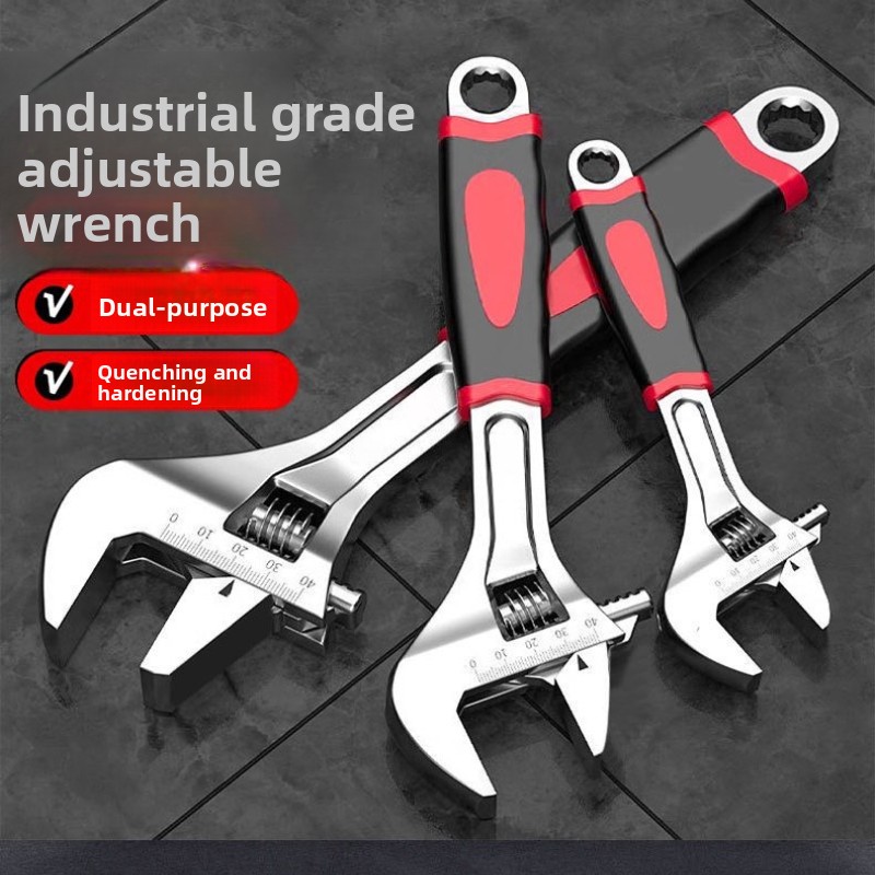 Hand Tools Maintenance Workshop - Industrial Adjustable Wrench Non‑Slip Rubber Grip