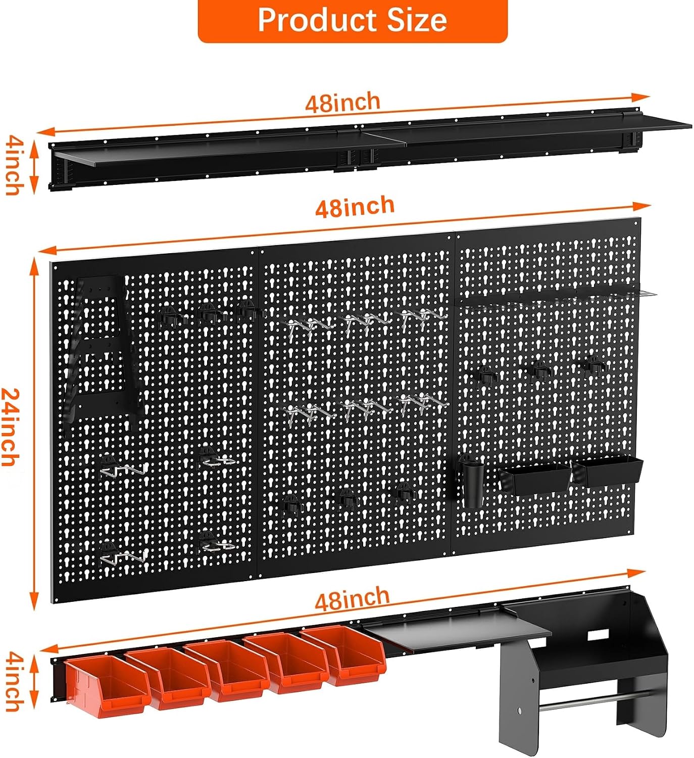 Metal Pegboard Wall Organizer  - Workshop Tools Shelf recension och pris