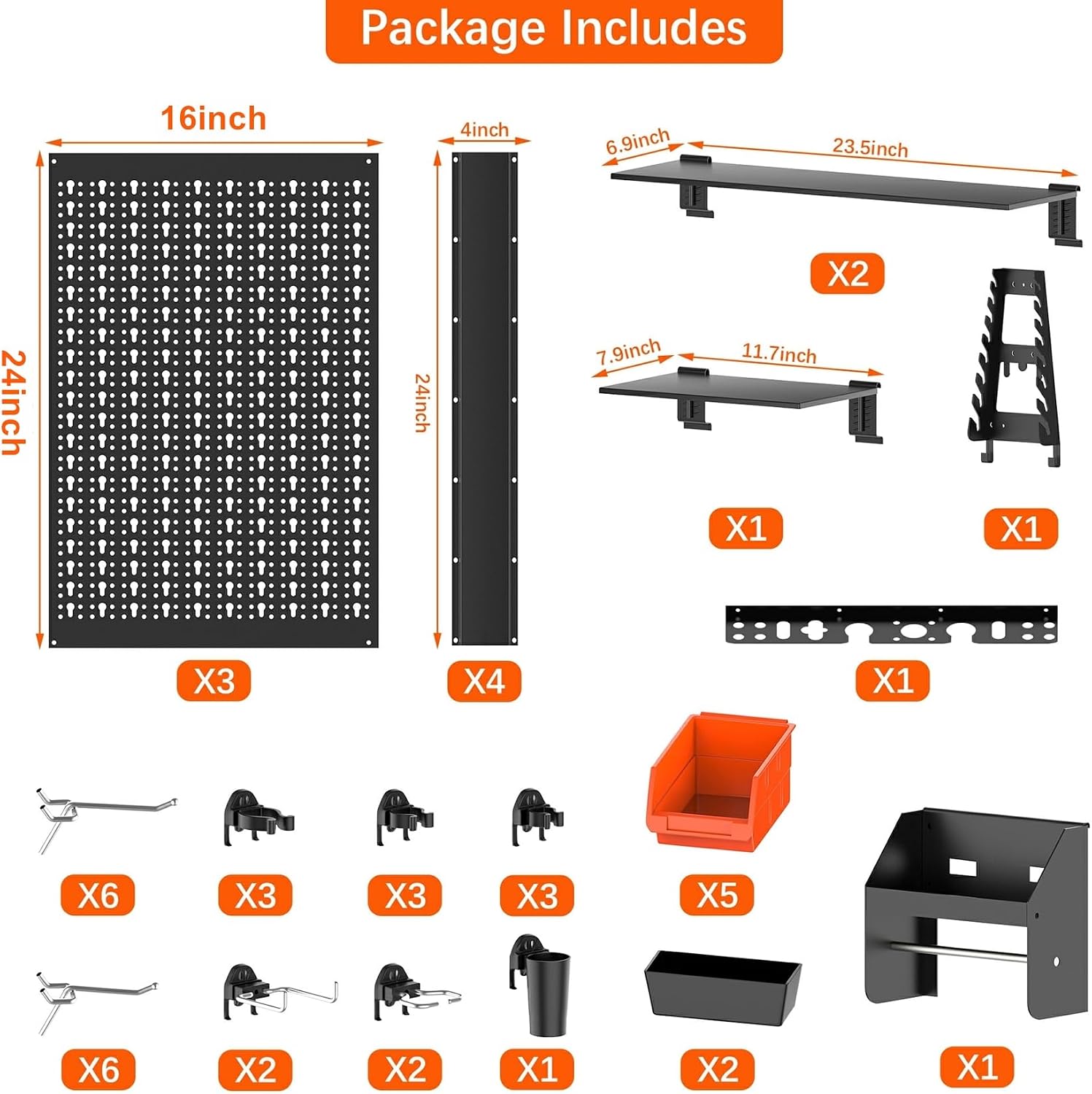 Metal Pegboard Wall Organizer  - Workshop Tools Shelf recension och pris