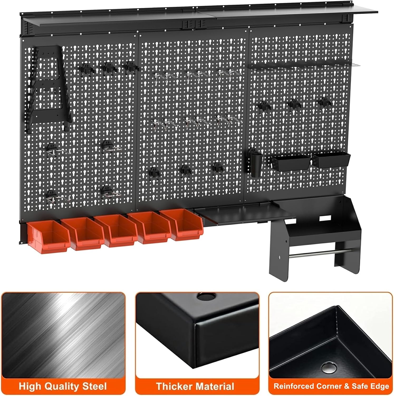 Metal Pegboard Wall Organizer  - Workshop Tools Shelf recension och pris