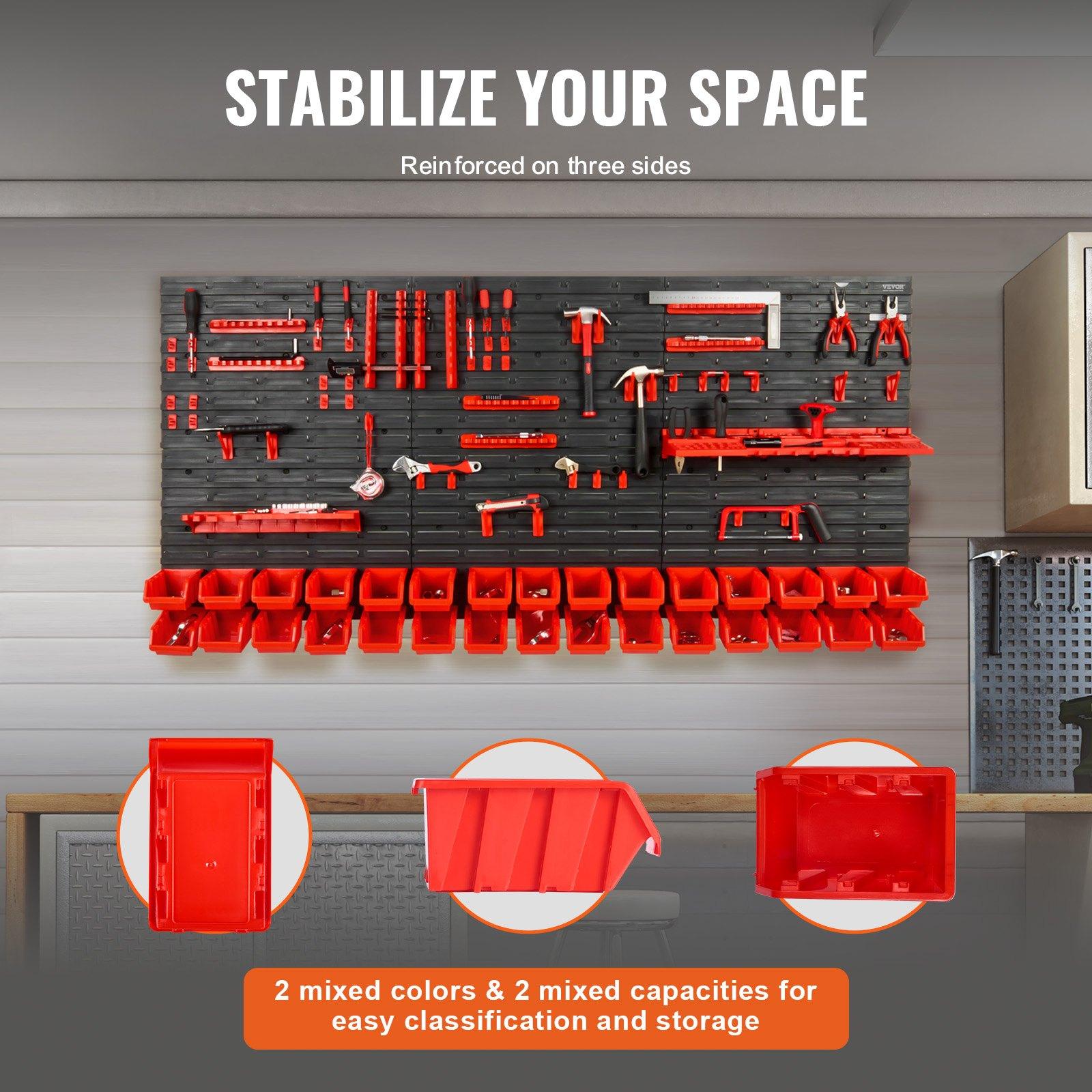 Wall Mounted 30-Bin Plastic Pa - Workshop Tools Shelf recension och pris