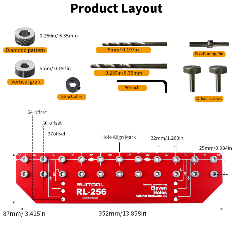 Shelf Pin Jig Set Aluminium Al - Workshop Tools Shelf recension och pris