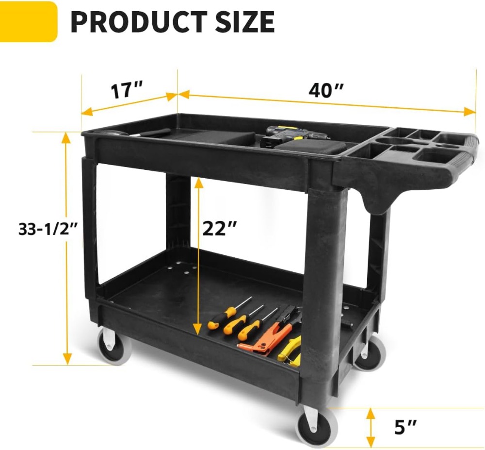 Heavy Duty 2-Shelf Service Car - Workshop Tools Shelf recension och pris