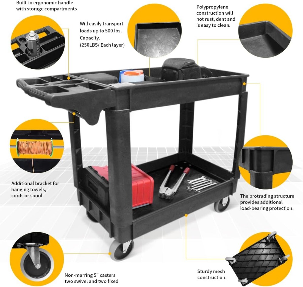 Heavy Duty 2-Shelf Service Car - Workshop Tools Shelf recension och pris