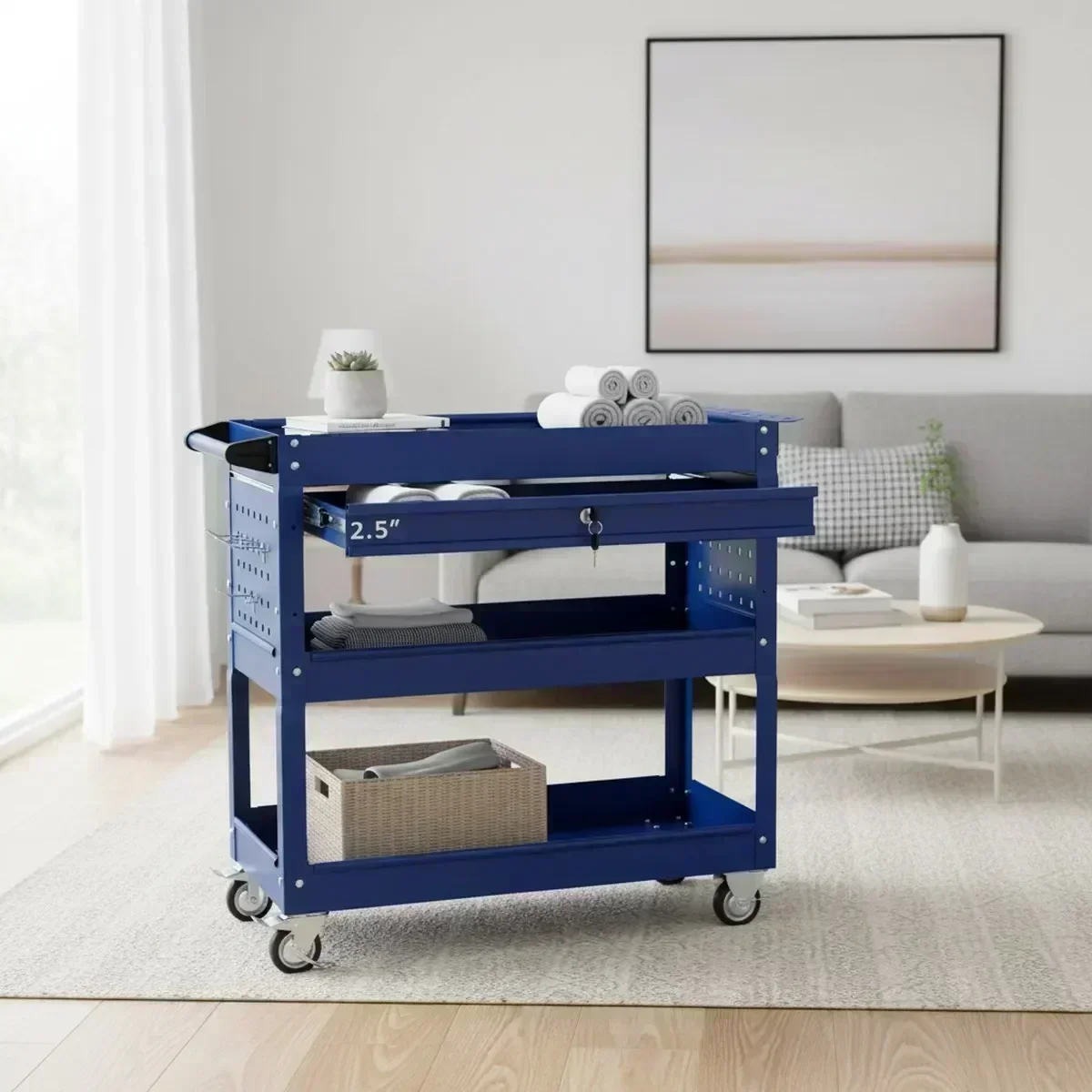 3 Shelf Rolling Tool Cart Lock - Workshop Tools Shelf recension och pris