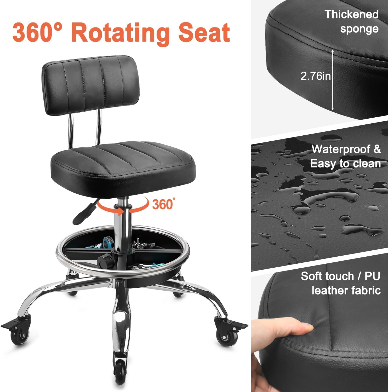 Garage Mechanic Stool With Bac - Workshop Tools Storage recension och pris