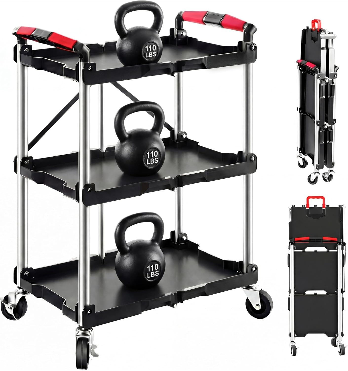 3-Shelf Foldable Rolling Utili - Workshop Tools Shelf recension och pris