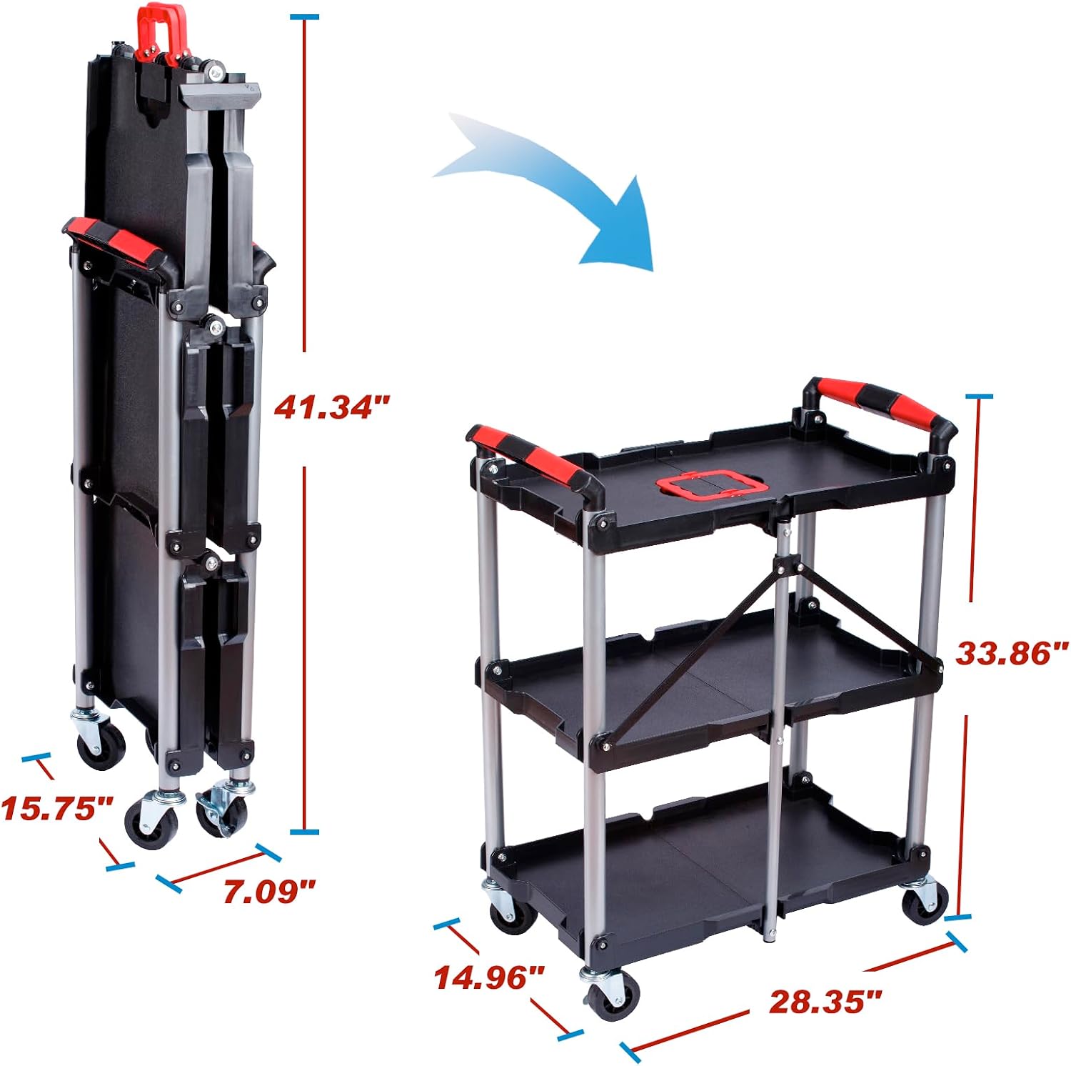 3-Shelf Foldable Rolling Utili - Workshop Tools Shelf recension och pris