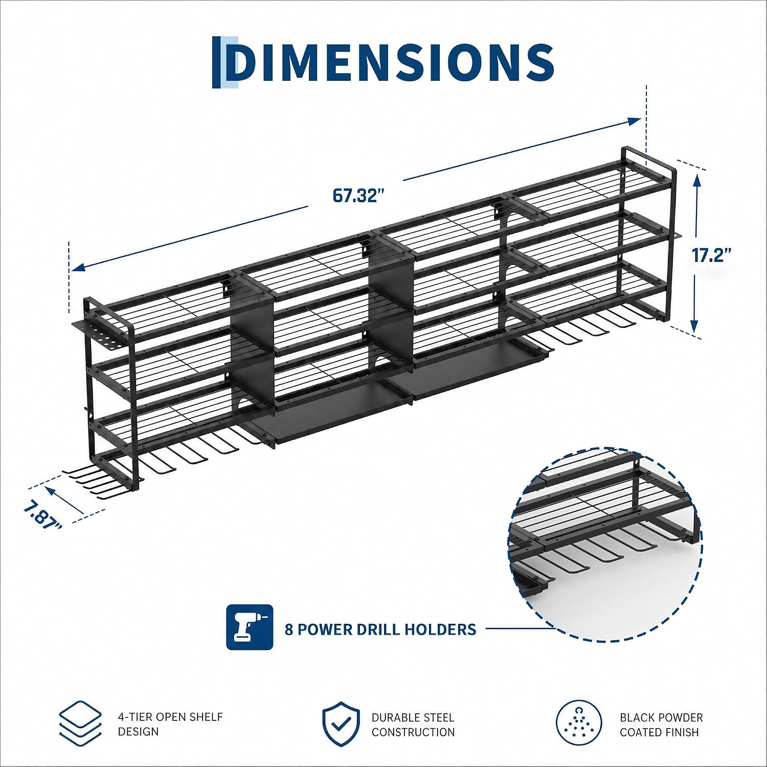 Large Power Tool Organizer Wal - Workshop Tools Shelf recension och pris