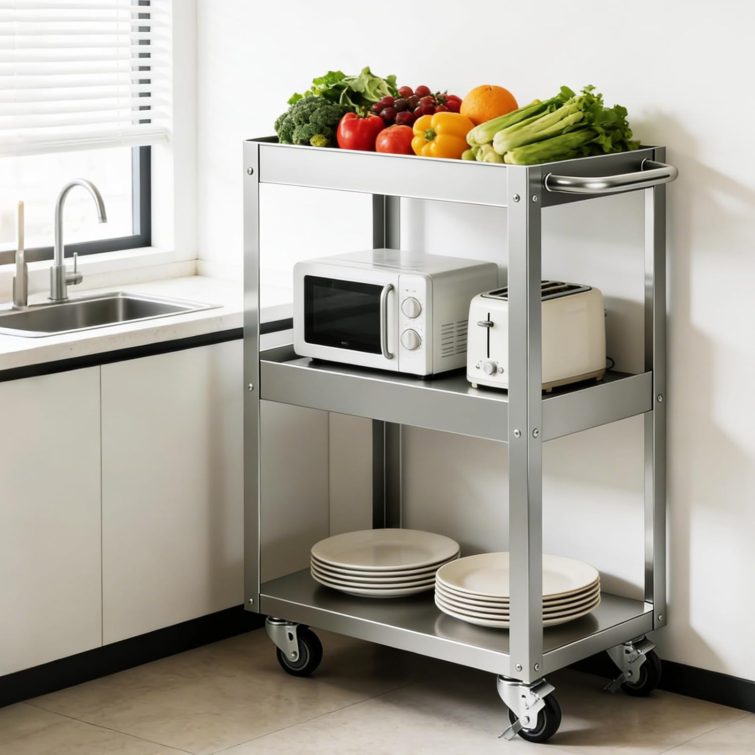 3-Tier Stainless Steel Rolling - Workshop Tools Shelf recension och pris